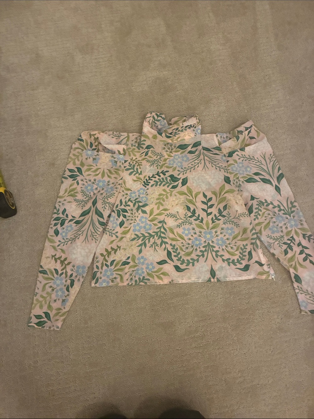 Sincerely Jules Floral Mock Neck Long Sleeve Top in Pink, Green, Blue